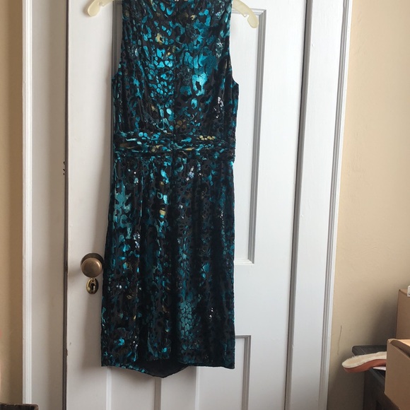 Aiden mattox dress turquoise leopard - Picture 3 of 5